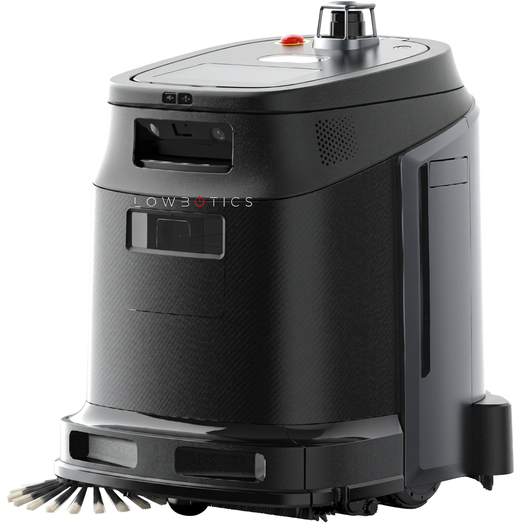 Lowbotics tight-turn compact scrubber